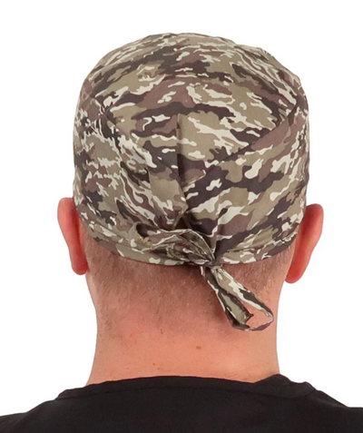 Military Green Brown Camo Scrub Cap