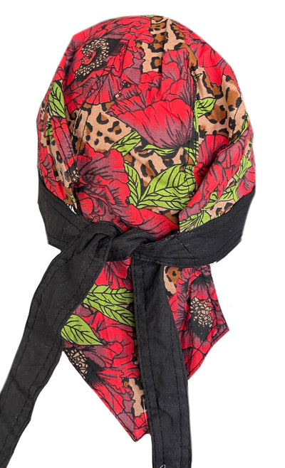 Danbanna Cheetah & Roses Skull Cap Head Wrap